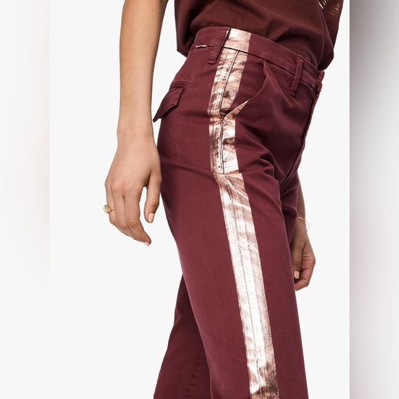 NWT Mother | Shaker Prep Fray in Dahlia w. Rose Gold Stripe Size 28/6 Straight - Picture 3 of 15